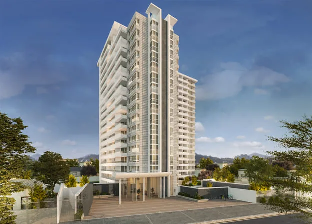 Render de la fachada del edificio Activa WM815 en La Florida